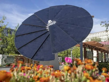城电科技 光伏太阳花 三轴跟踪 自动开叠 低碳校园展示光伏花